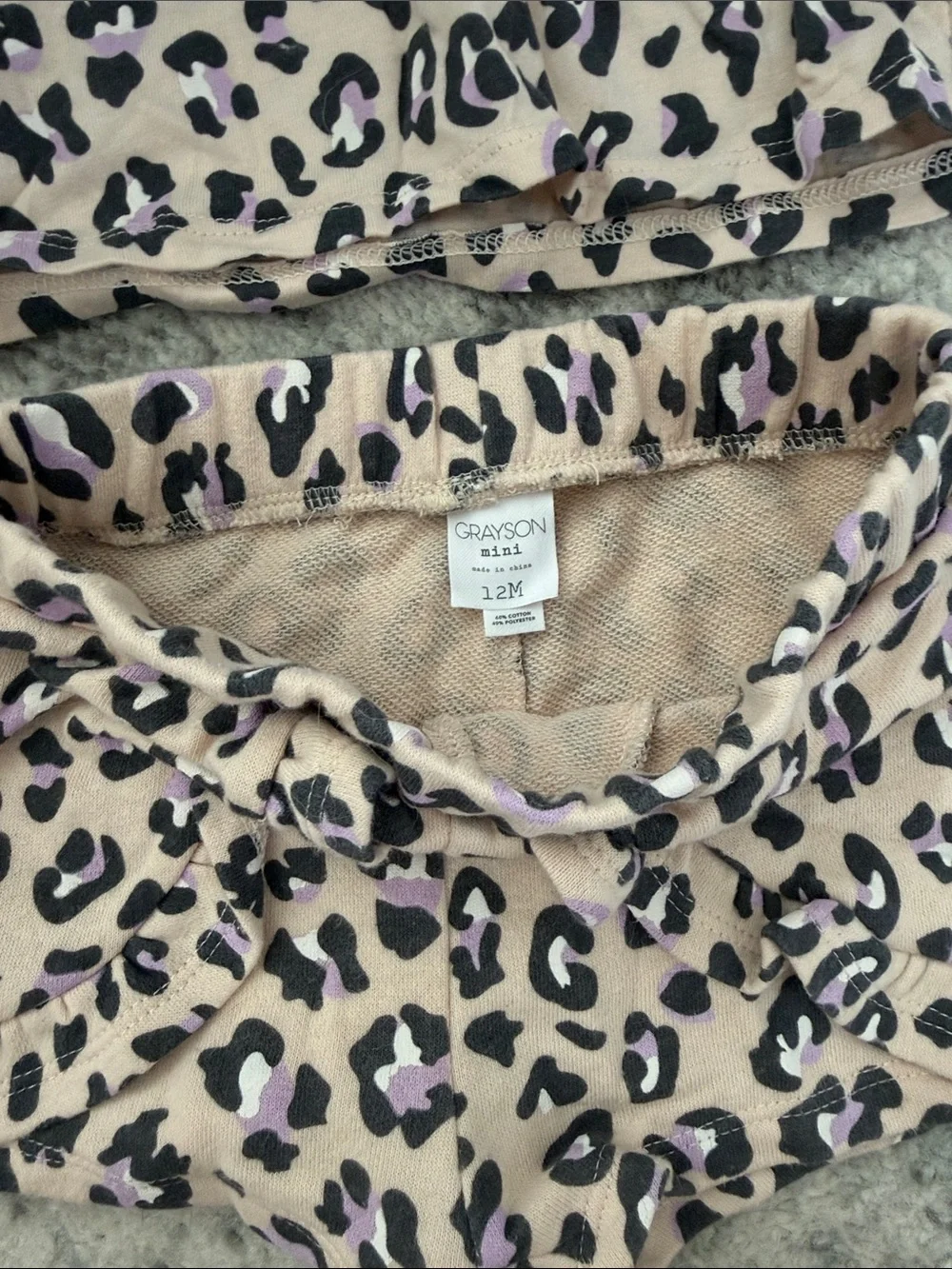 Toddler Girl Girls Leopard Print Ruffle Top & Shorts Set - Beige & Lavender